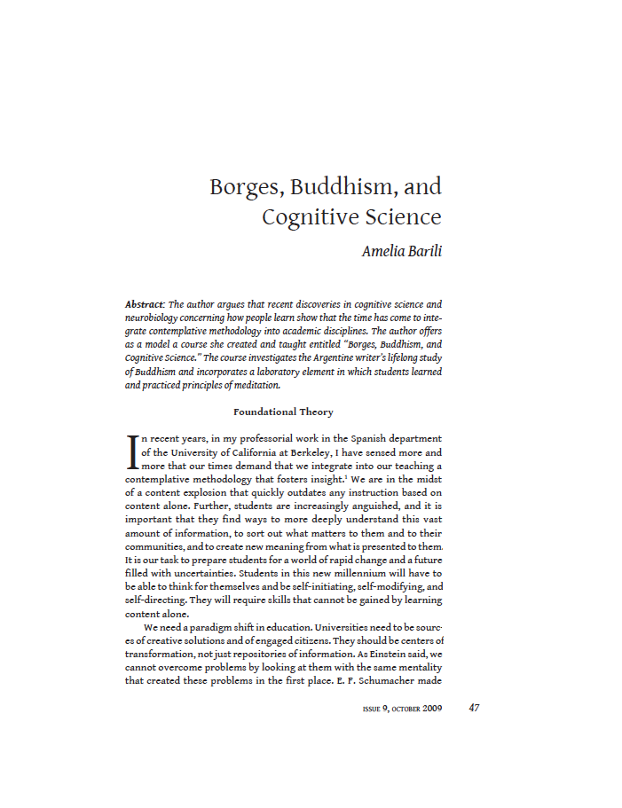 Borges, Buddhism and Cognitive Science